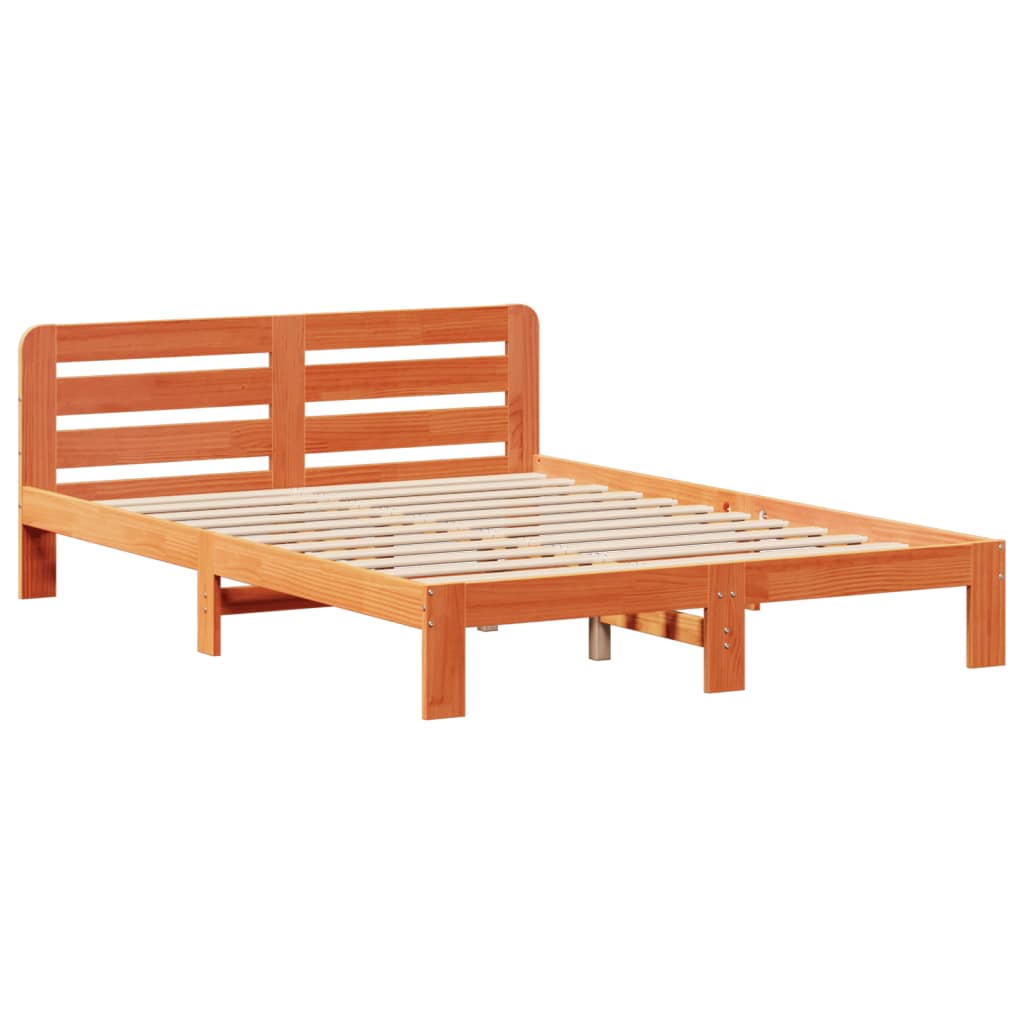 Bed Frame without Mattress Wax Brown 140x190 cm Solid Wood Pine