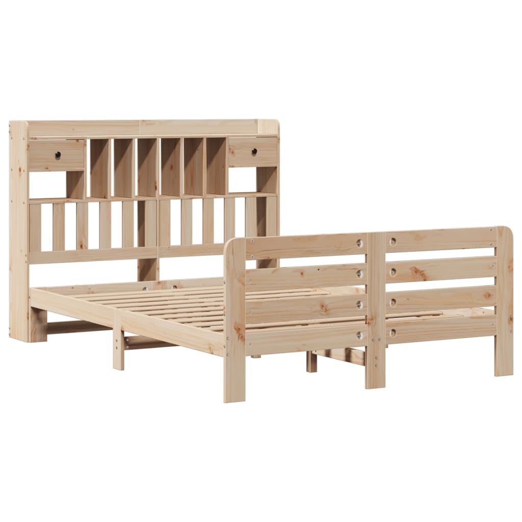 Bookcase Bed without Mattress 150x200 cm King Size Solid Wood Pine