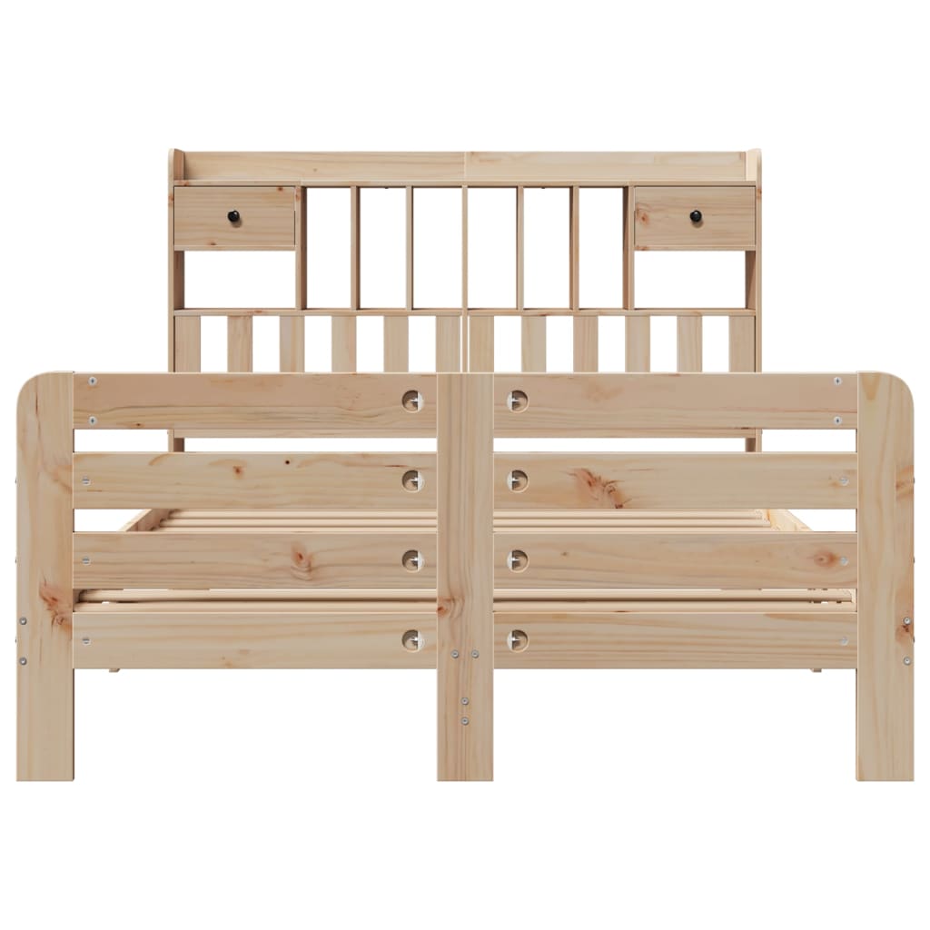 Bookcase Bed without Mattress 150x200 cm King Size Solid Wood Pine