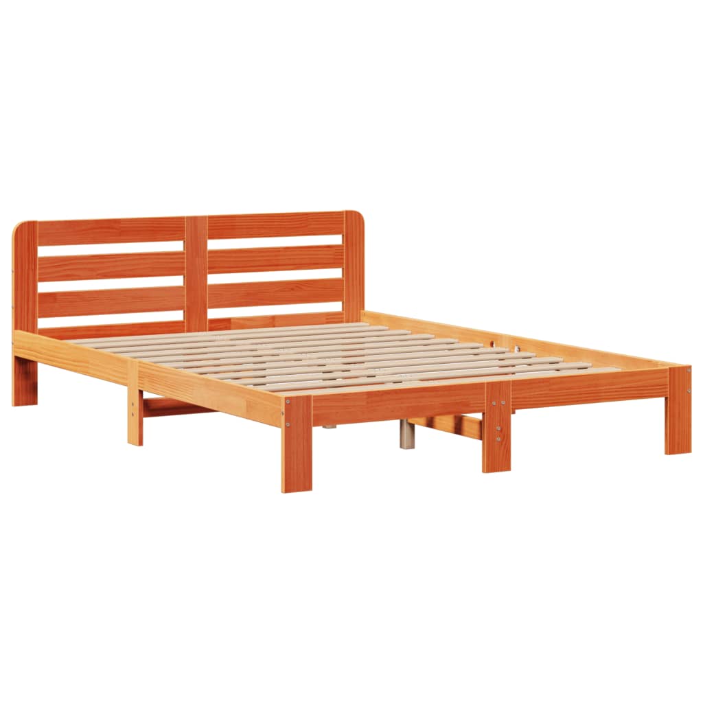 Bookcase Bed without Mattress Wax Brown 150x200 cm King Size Solid Wood Pine