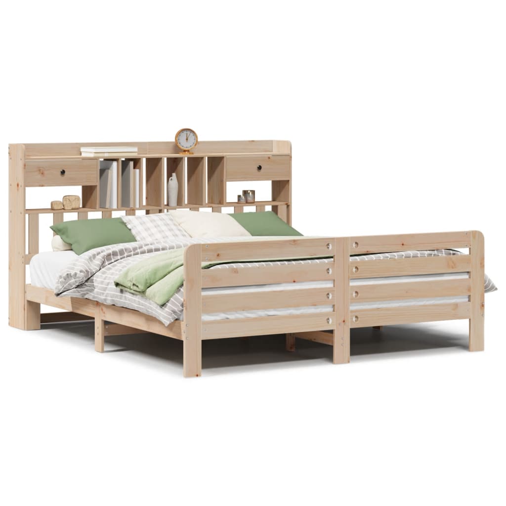 Bookcase Bed without Mattress 180x200 cm Super King Solid Wood Pine