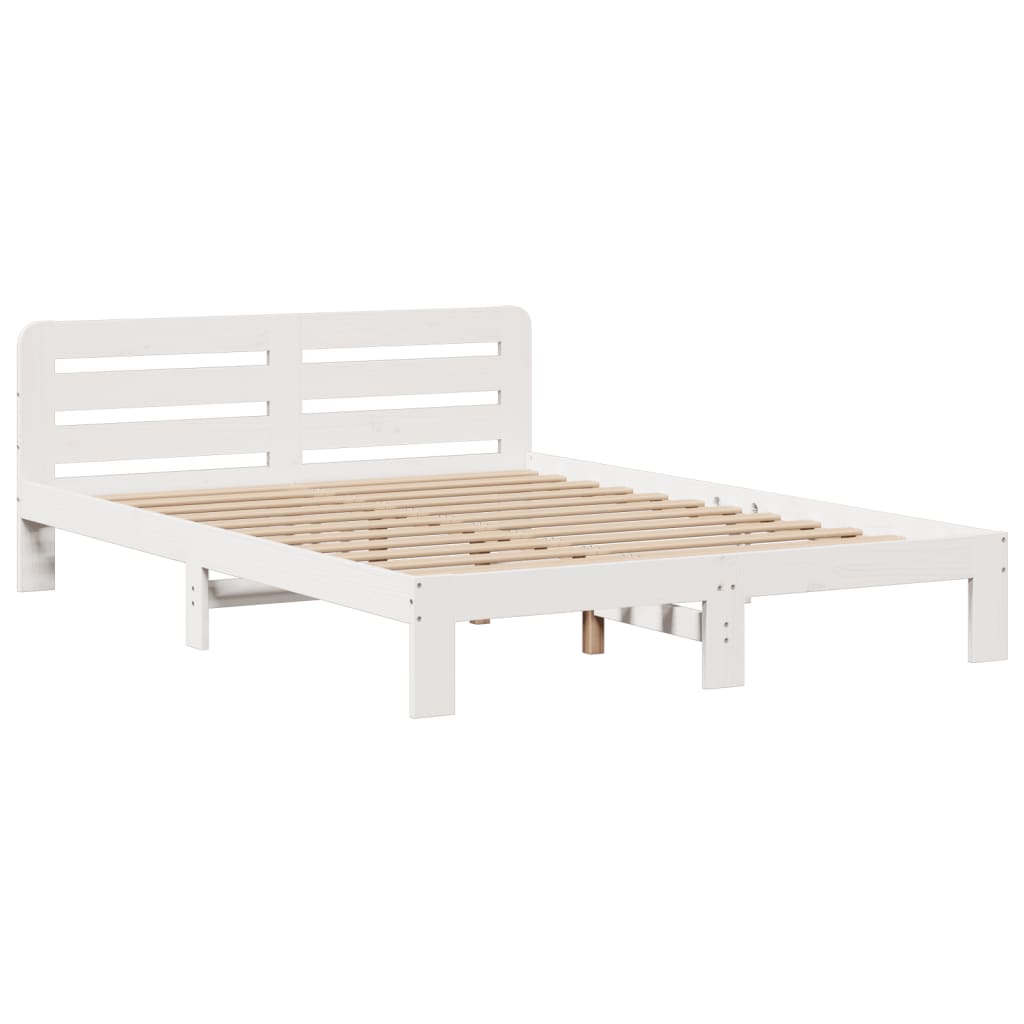Bookcase Bed without Mattress White 140x190 cm Solid Wood Pine