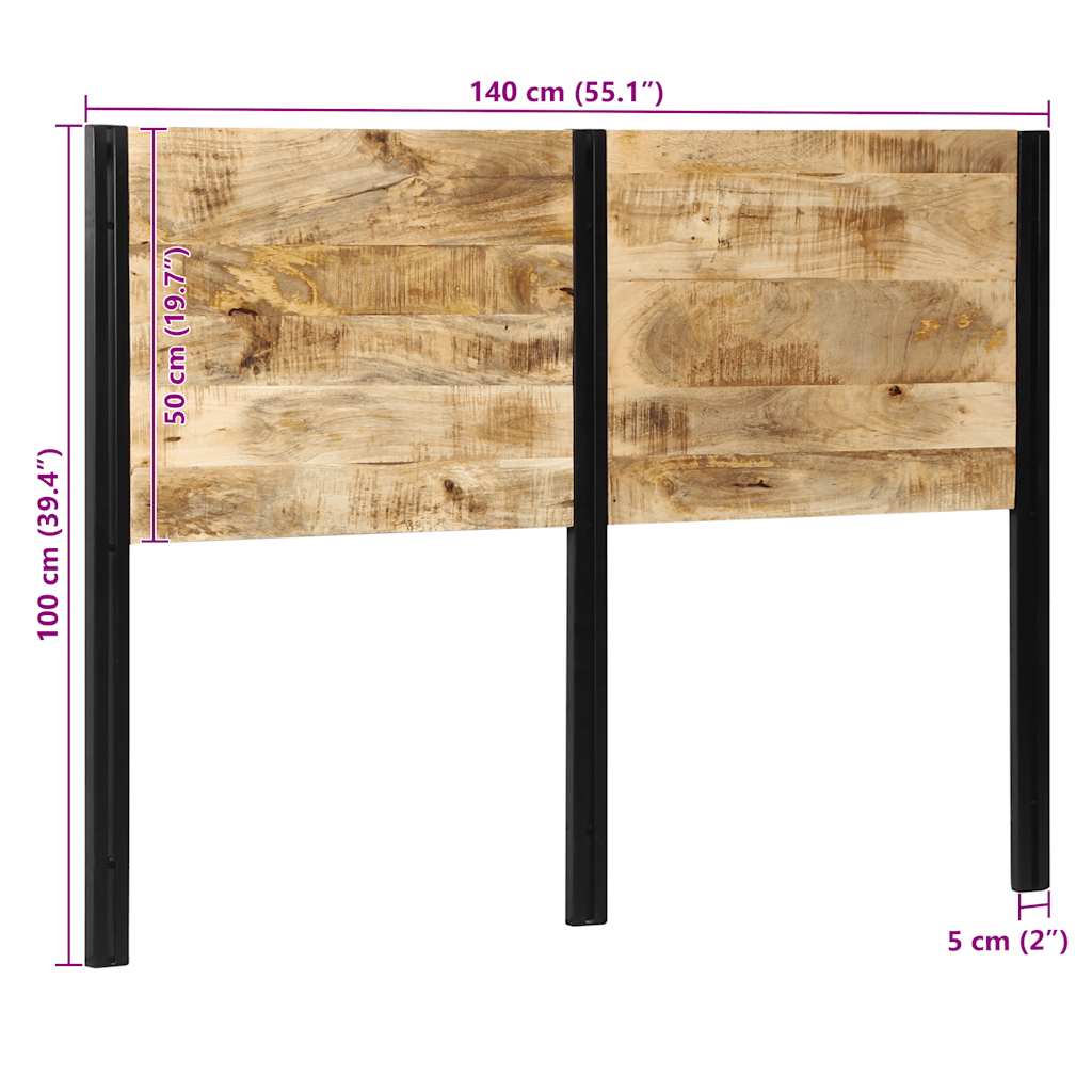 Headboard 140 cm Solid Wood Mango and Iron