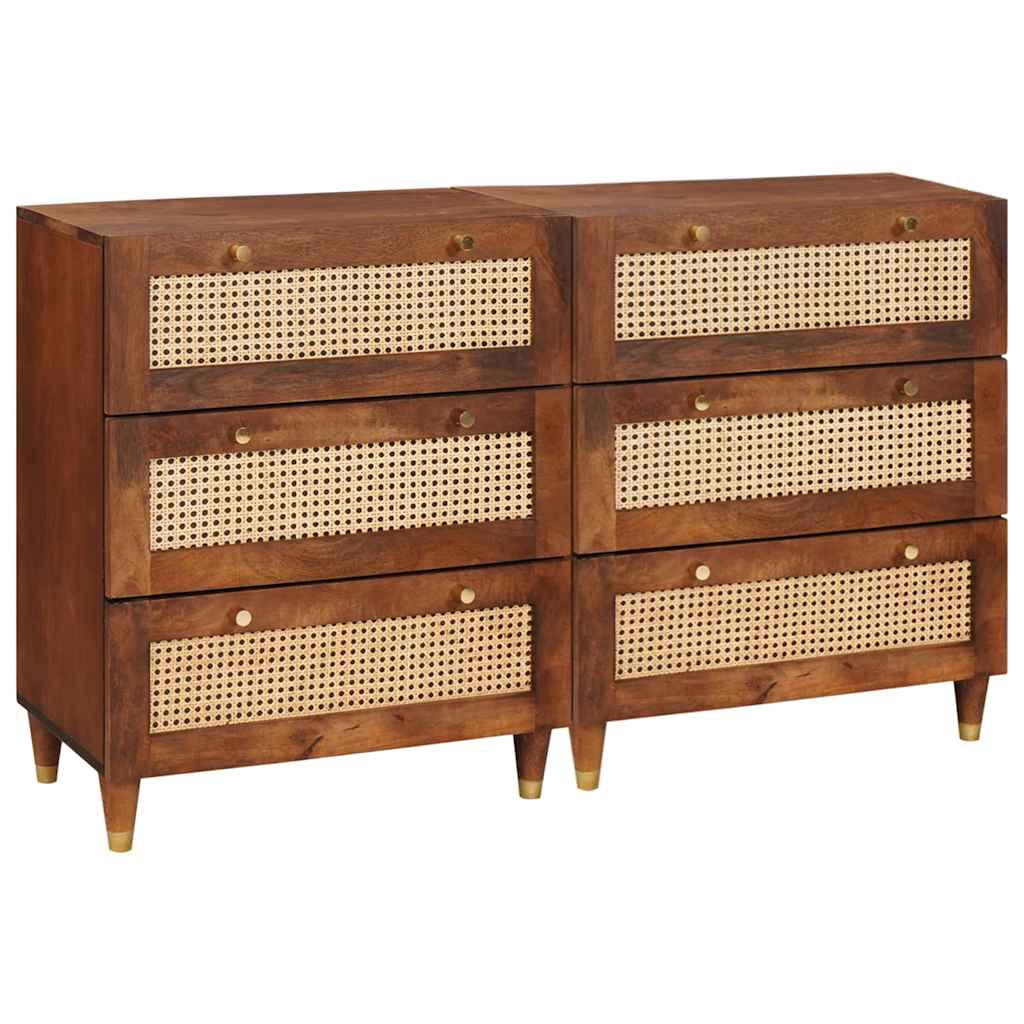 Sideboards 2 pcs Brown 60 x 33.5 x 75 cm Solid Mango wood