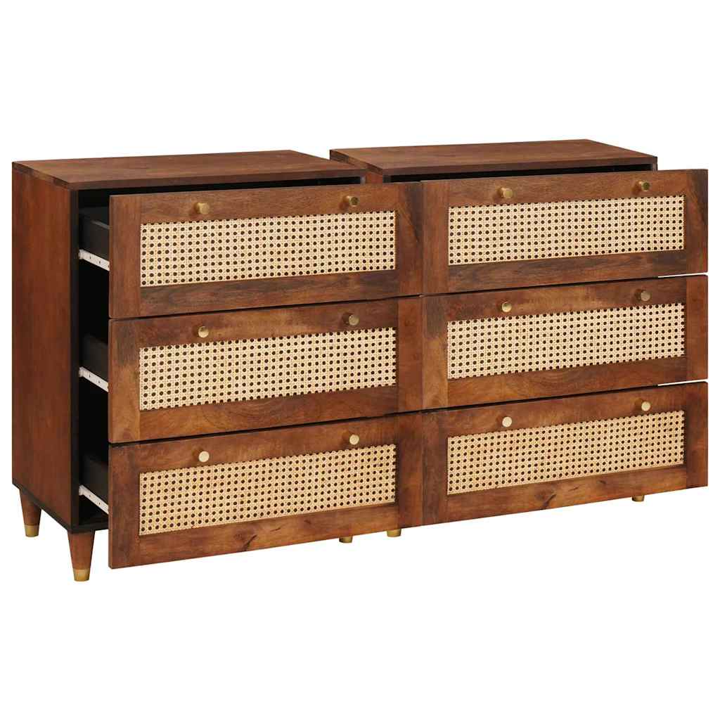 Sideboards 2 pcs Brown 60 x 33.5 x 75 cm Solid Mango wood