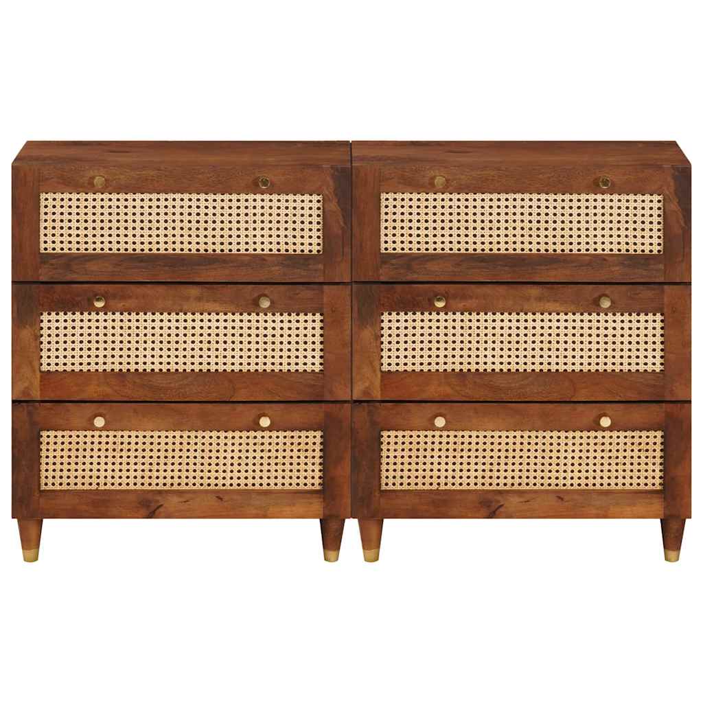 Sideboards 2 pcs Brown 60 x 33.5 x 75 cm Solid Mango wood