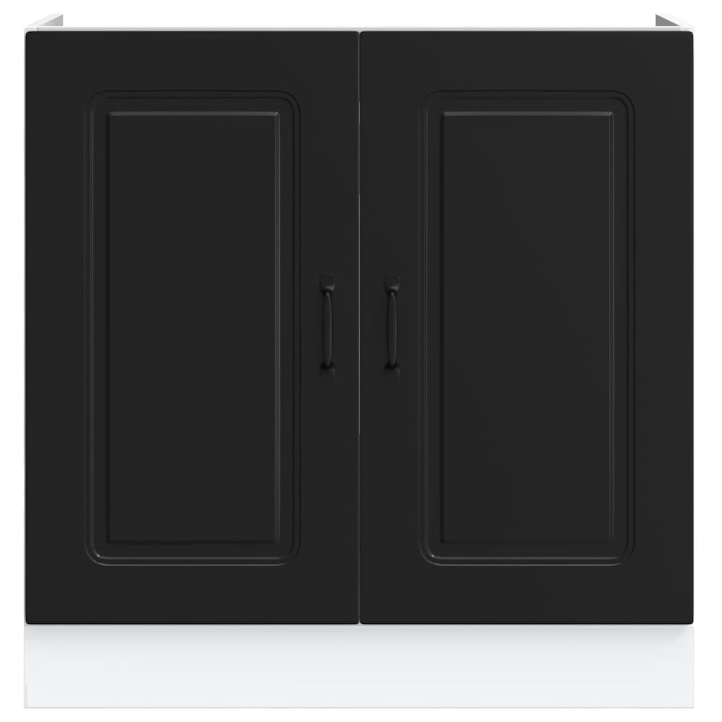 Sink Base Cabinet Kalmar Black 80x46x81.5 cm Engineered Wood
