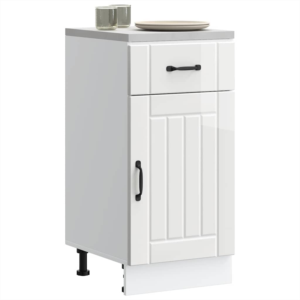 Kitchen Base Cabinet Lucca High Gloss White Engineered Wood