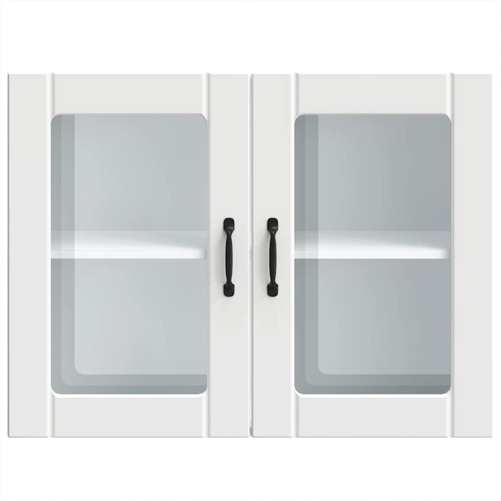 Kitchen Wall Cabinet with Glass Door Lucca White Engineered Wood