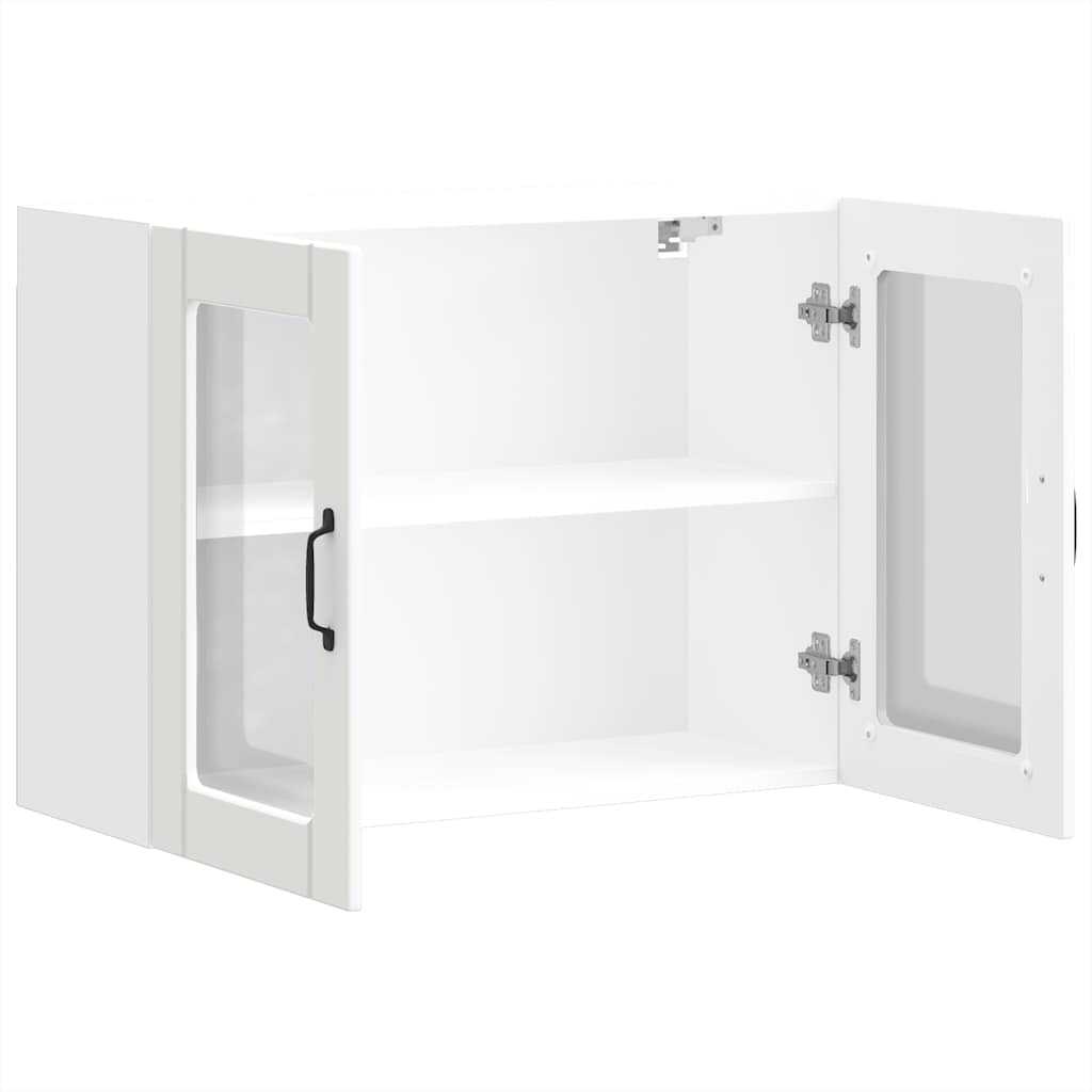 Kitchen Wall Cabinet with Glass Door Lucca White Engineered Wood