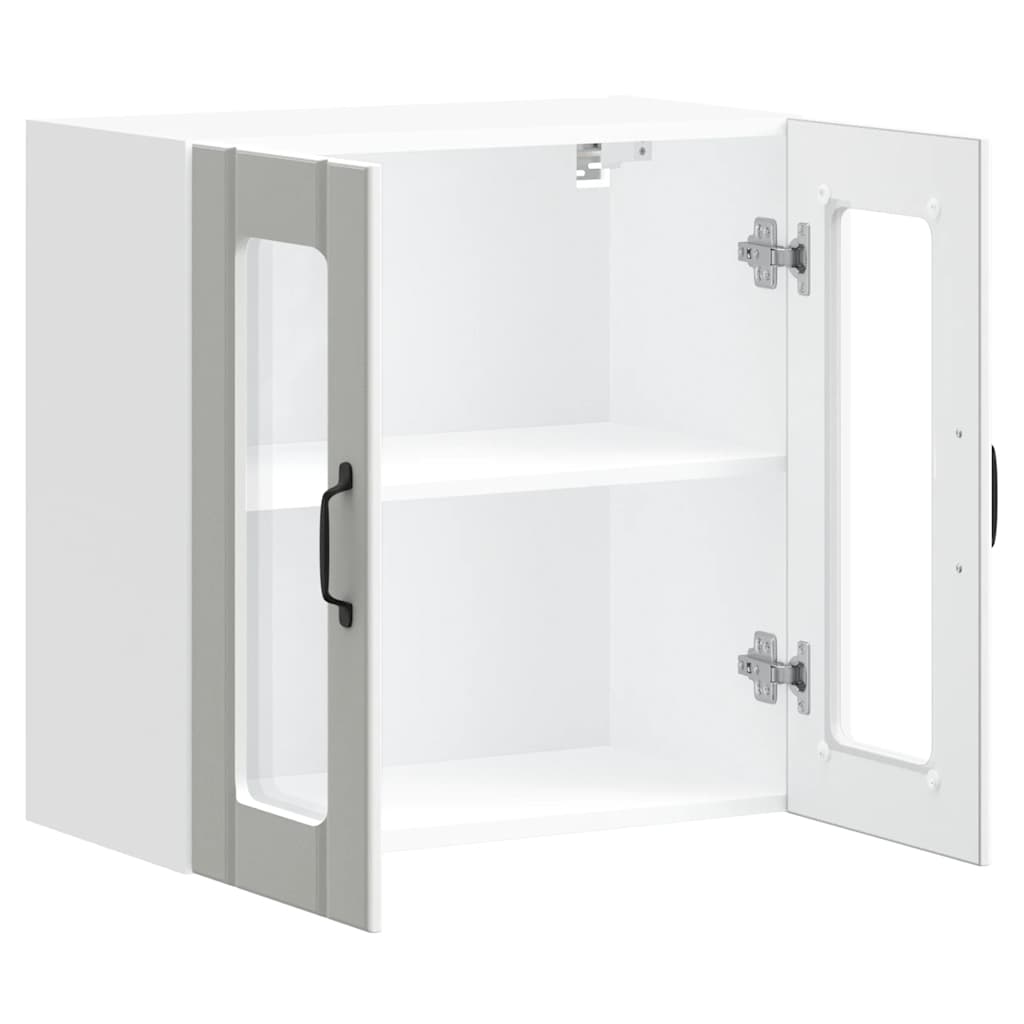 Kitchen Wall Cabinet with Glass Door Lucca White Engineered Wood