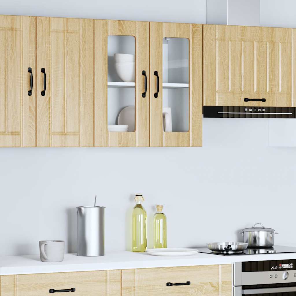 Kitchen Wall Cabinet with Glass Door Lucca Sonoma Oak Engineered Wood