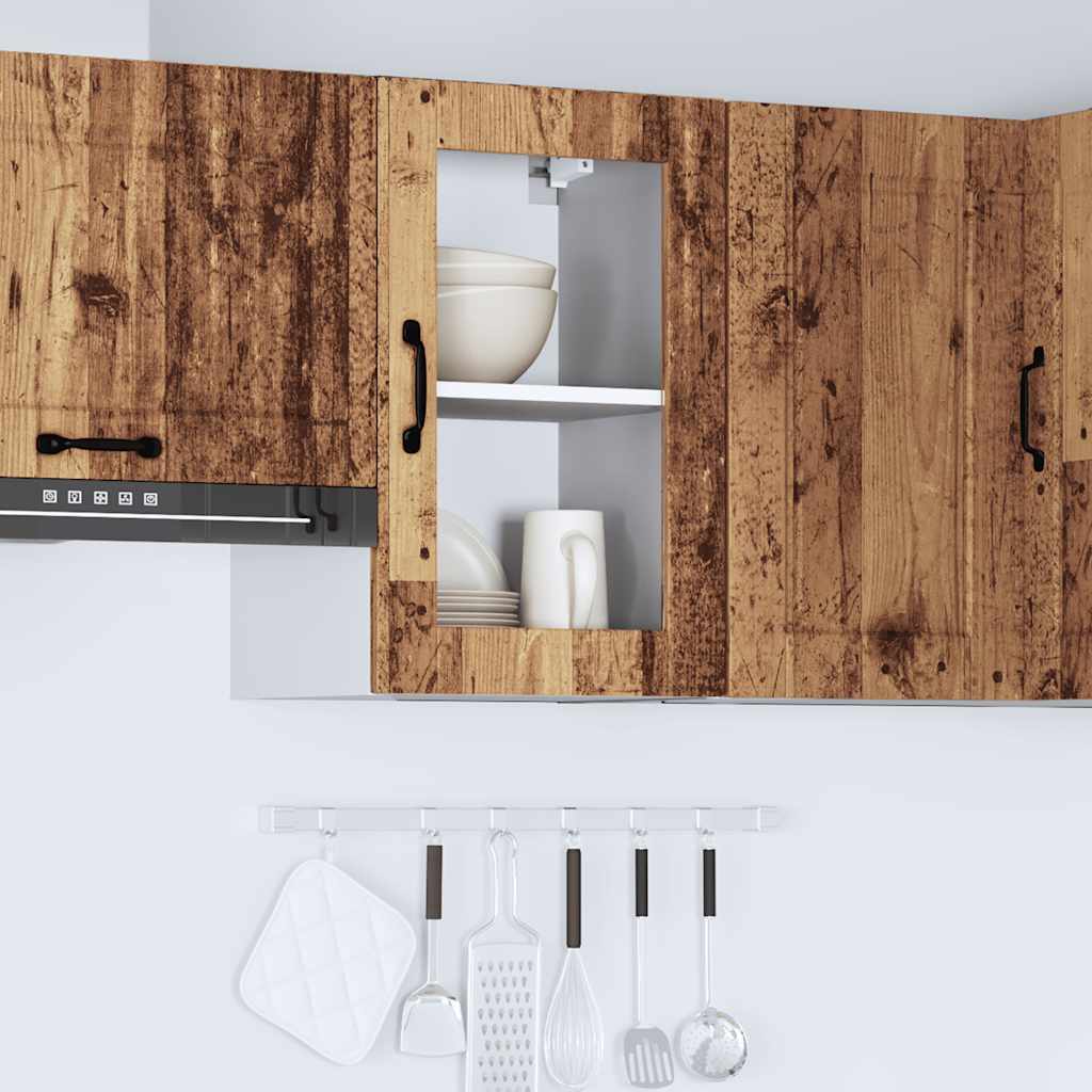 Kitchen Wall Cabinet with Glass Door Porto Old Wood