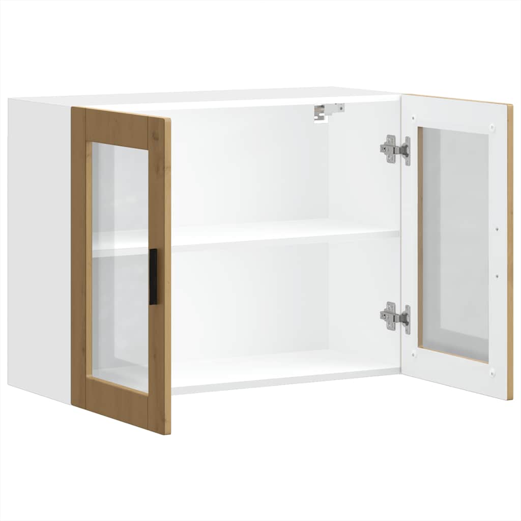 Kitchen Wall Cabinet with Glass Door Porto Artisan Oak