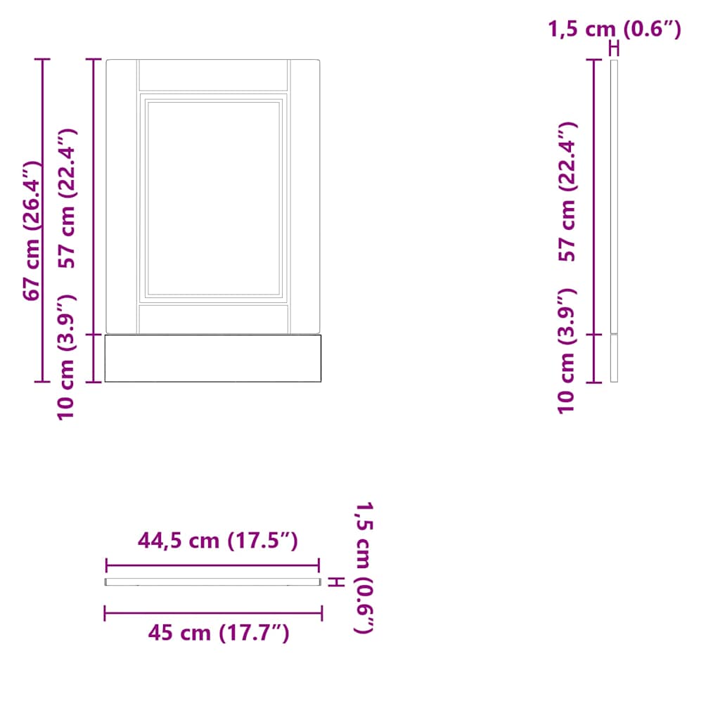 Dishwasher Panel Porto White 45x1,5x67 cm Engineered Wood