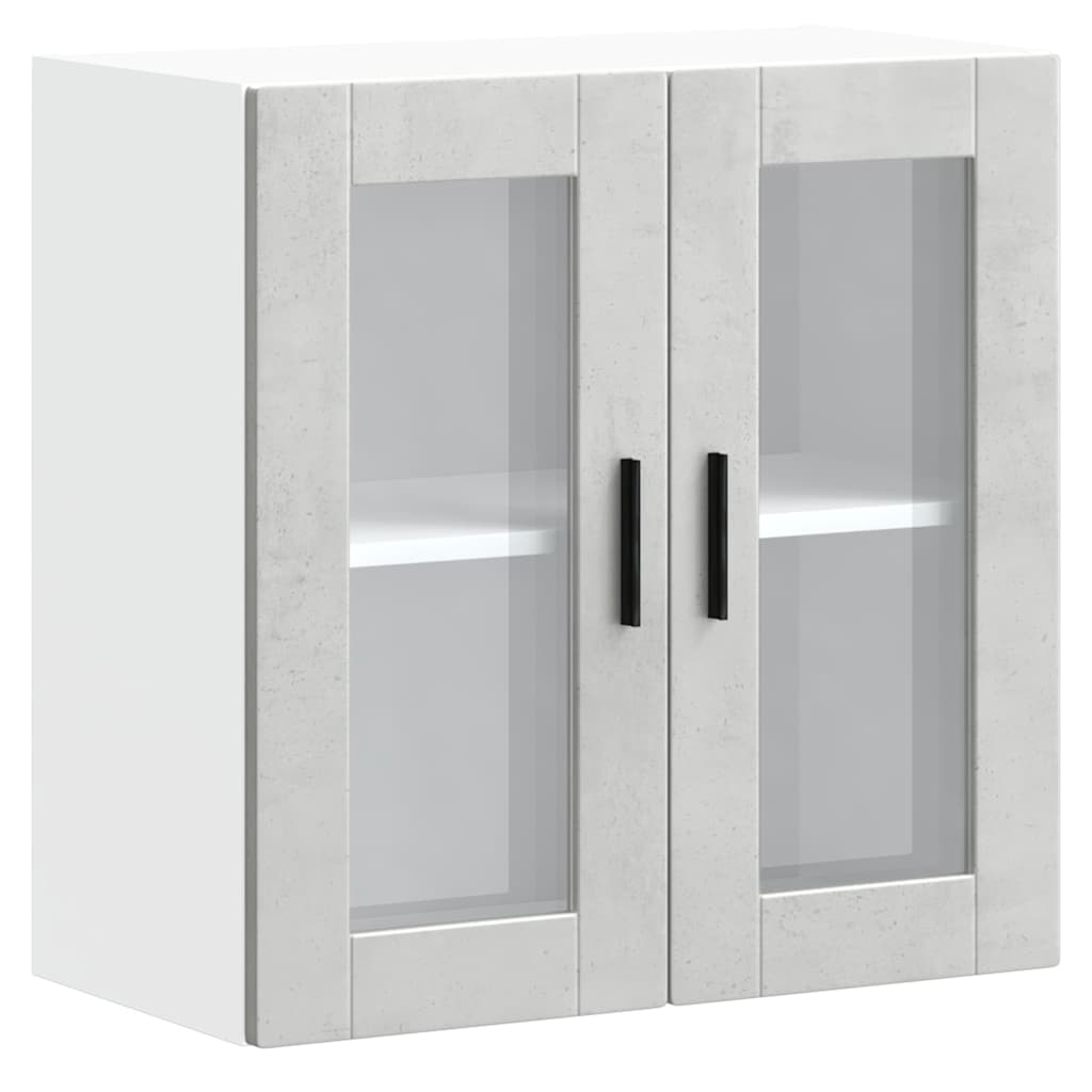 Kitchen Wall Cabinet with Glass Door Porto Concrete Grey