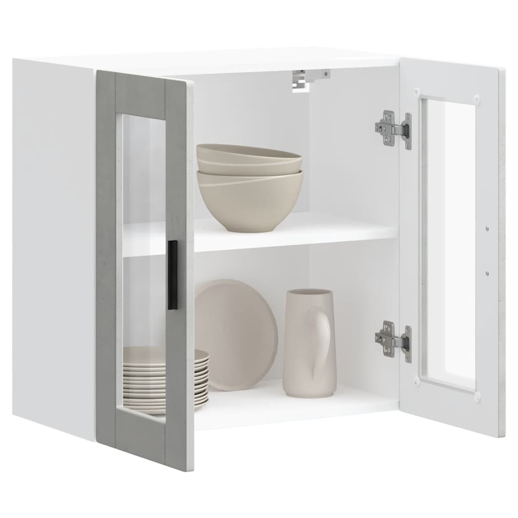 Kitchen Wall Cabinet with Glass Door Porto Concrete Grey