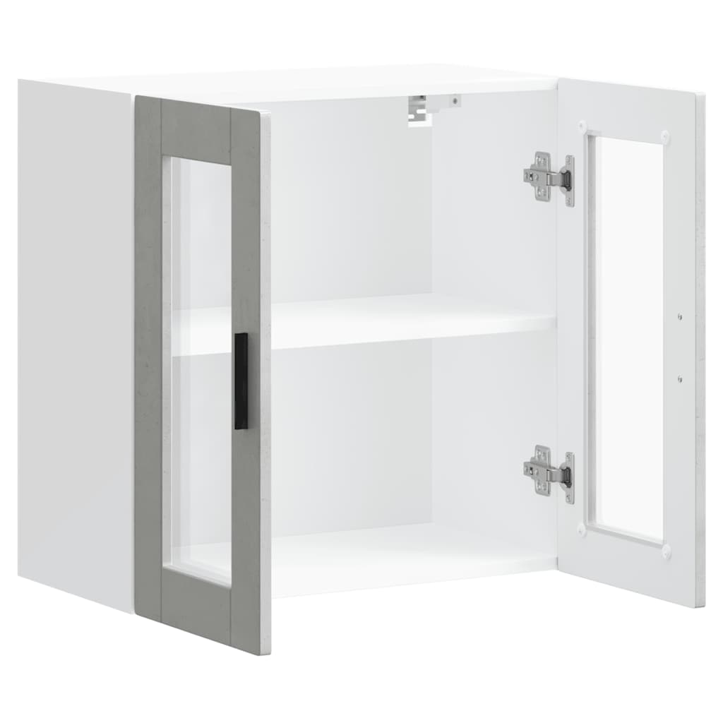 Kitchen Wall Cabinet with Glass Door Porto Concrete Grey
