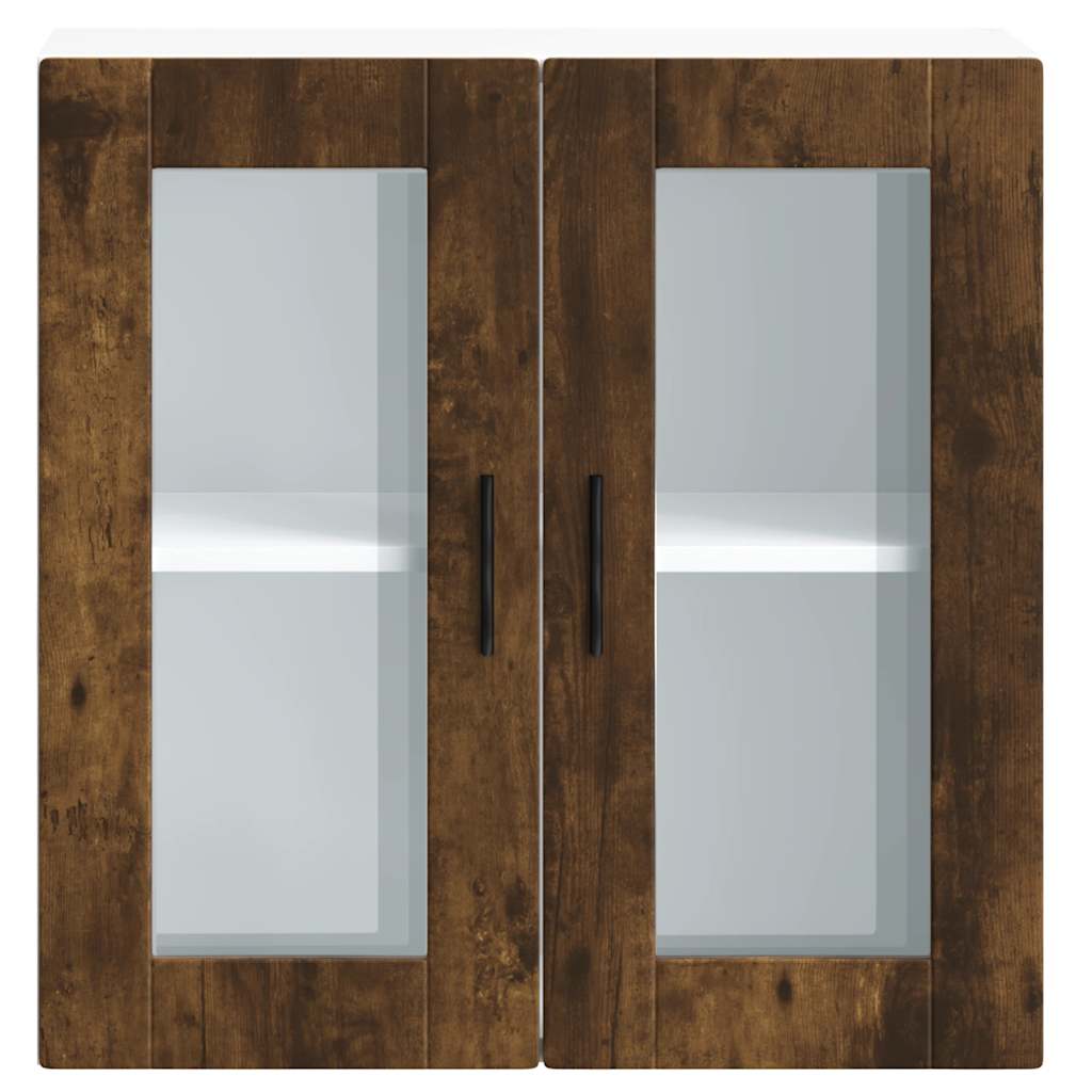 Kitchen Wall Cabinet with Glass Door Porto Smoked Oak