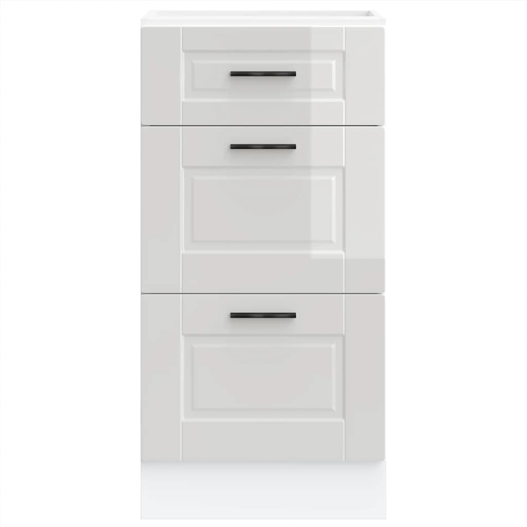 Kitchen Base Cabinet Porto High Gloss White Engineered Wood
