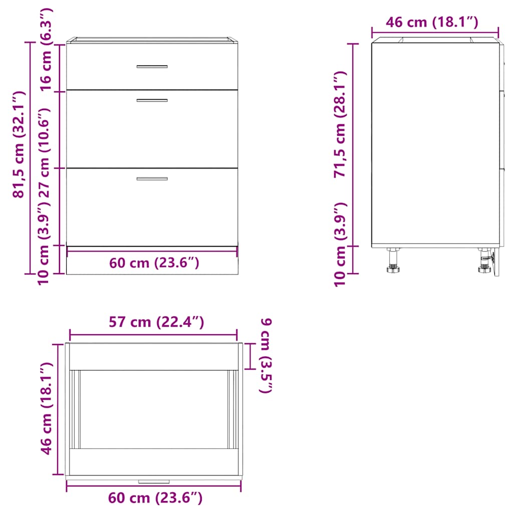 Kitchen Base Cabinet Lyon White Engineered Wood