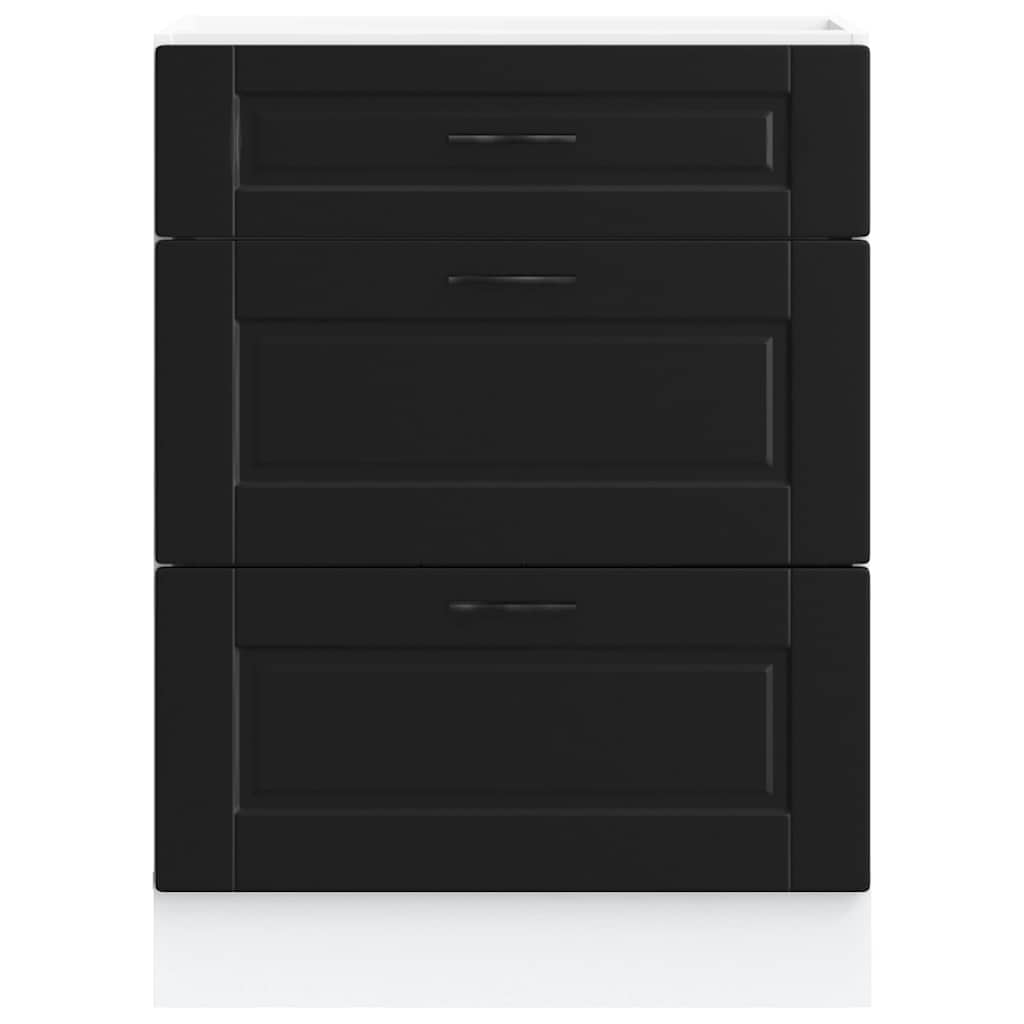 Kitchen Base Cabinet Porto Black Engineered Wood