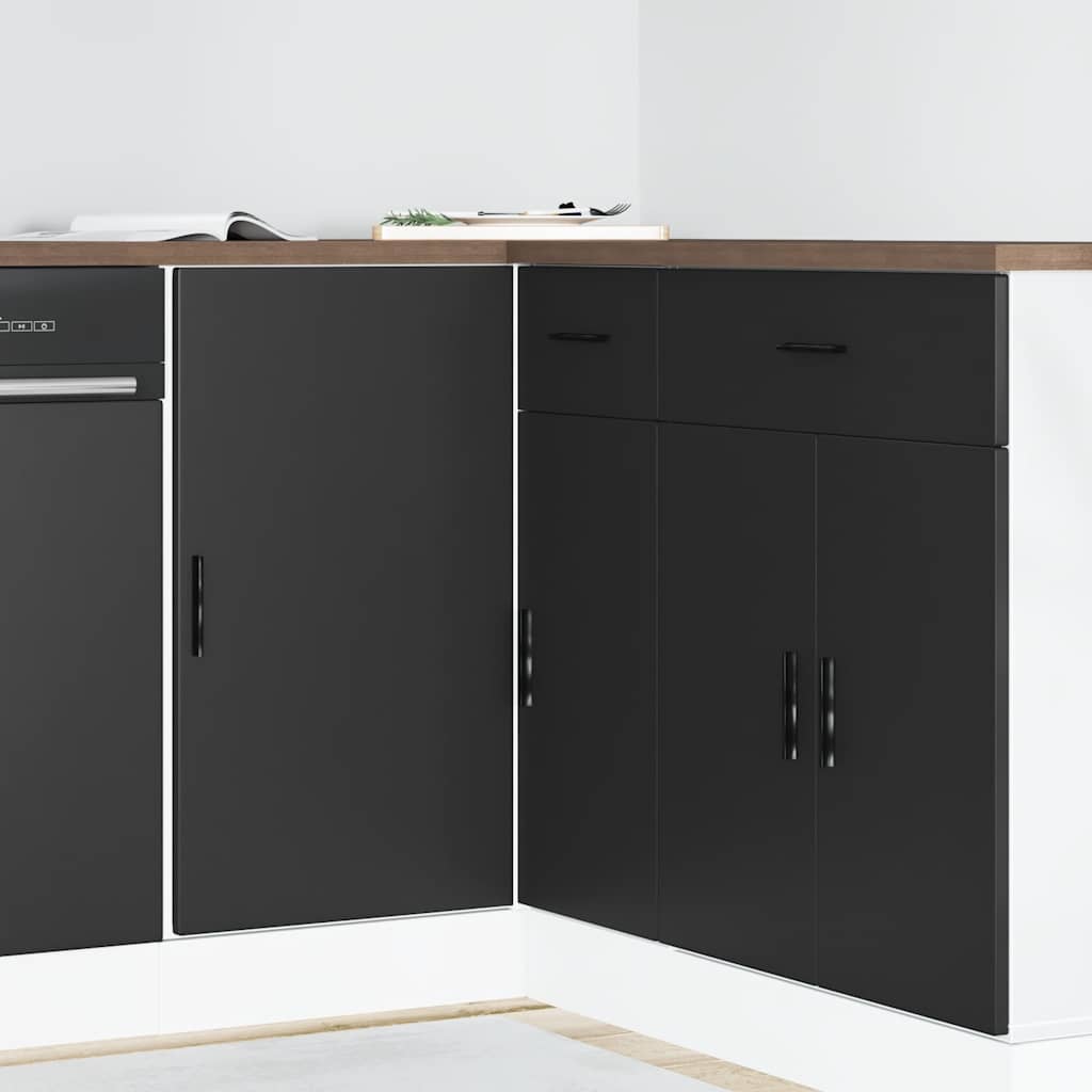 Sink Base Cabinet Lyon Black Engineered Wood