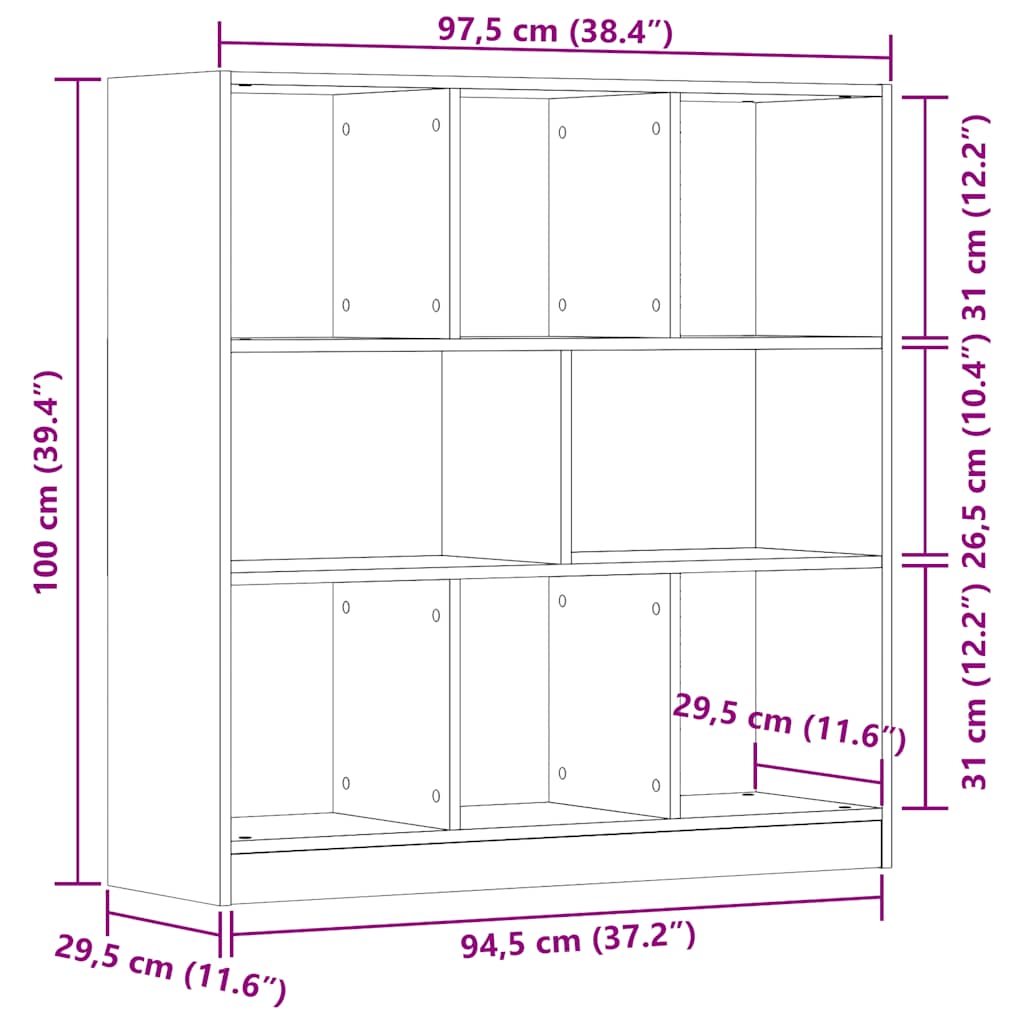 Modern Wooden Open Bookcase Book Storage Cabinet Unit With 8 Compartments Wood