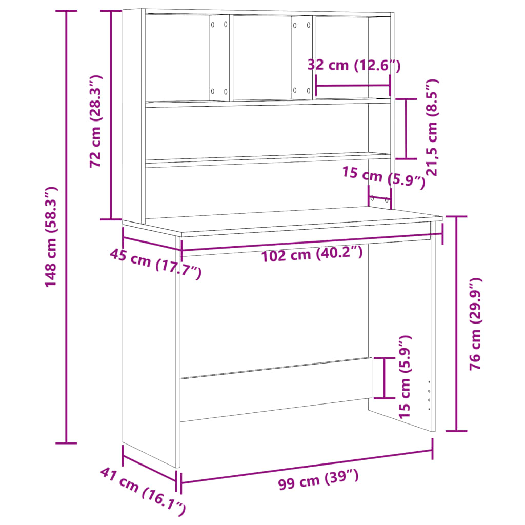 Modern Wooden Office Gaming Computer Desk Table With Open Storage Shelves