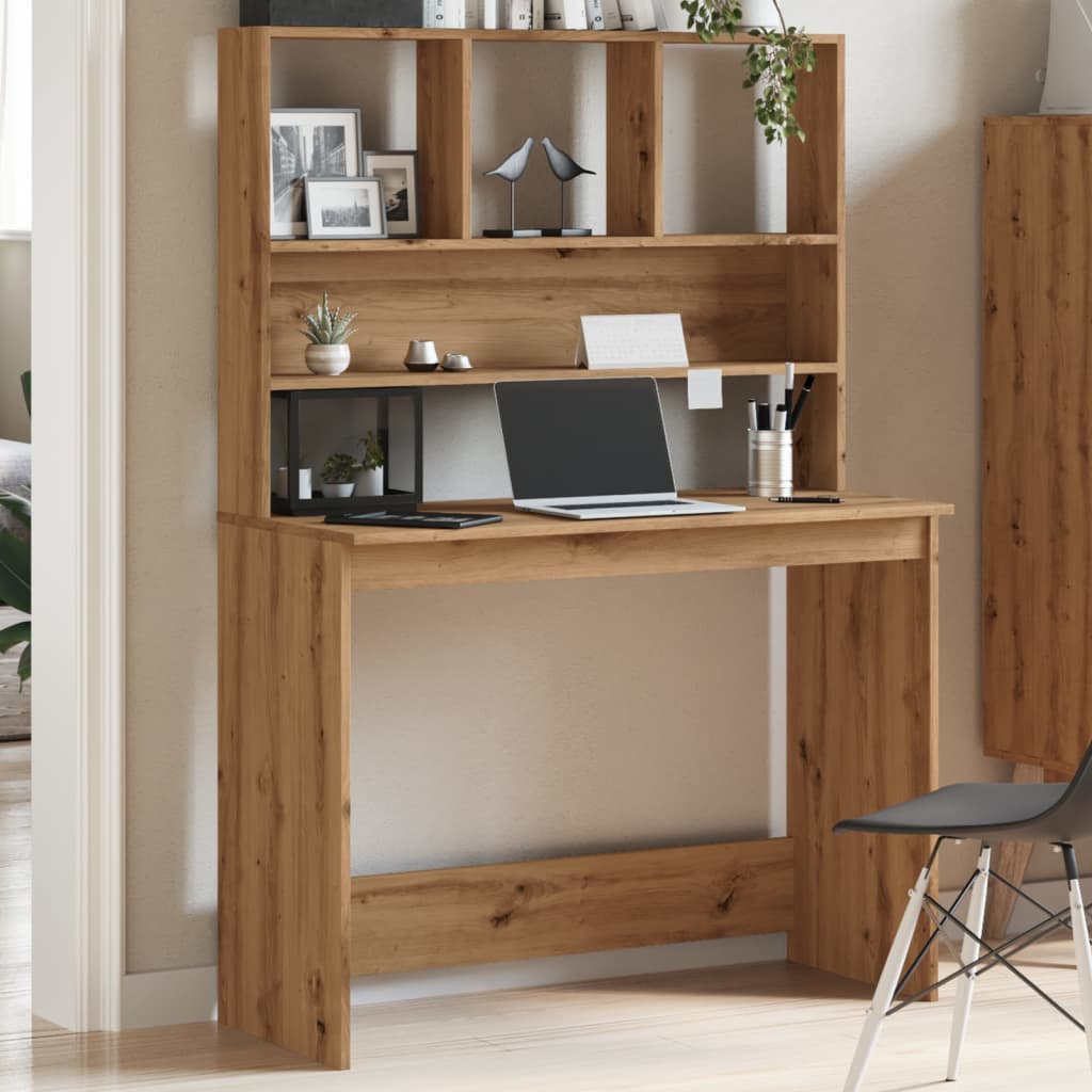 Modern Wooden Office Gaming Computer Desk Table With Open Storage Shelves