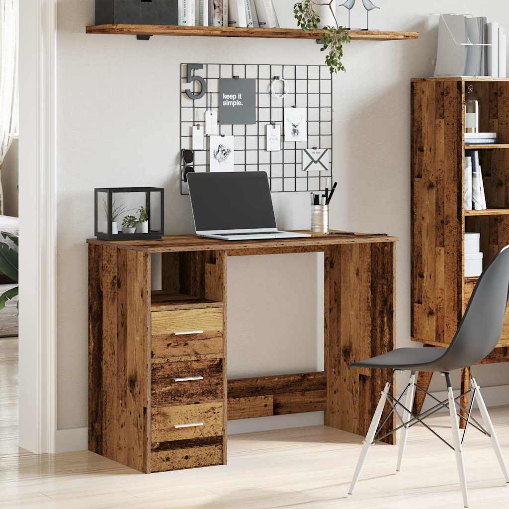 Modern Wooden Home Office Computer Desk Table With 3 Storage Drawers Wood