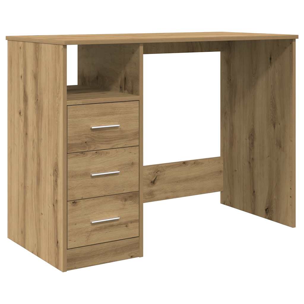 Modern Wooden Home Office Computer Desk Table With 3 Storage Drawers Wood