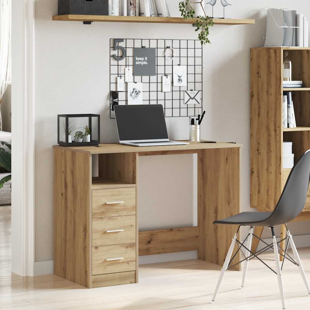 Modern Wooden Home Office Computer Desk Table With 3 Storage Drawers Wood