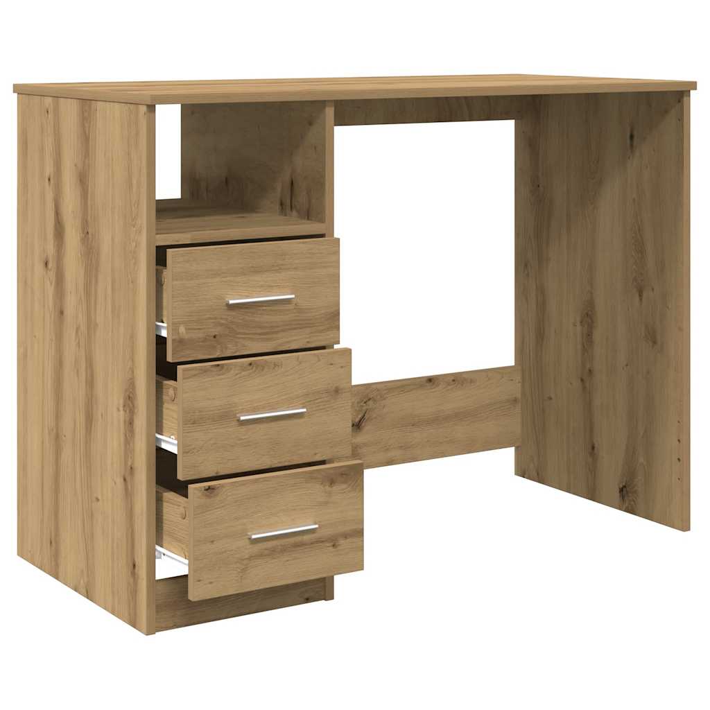 Modern Wooden Home Office Computer Desk Table With 3 Storage Drawers Wood