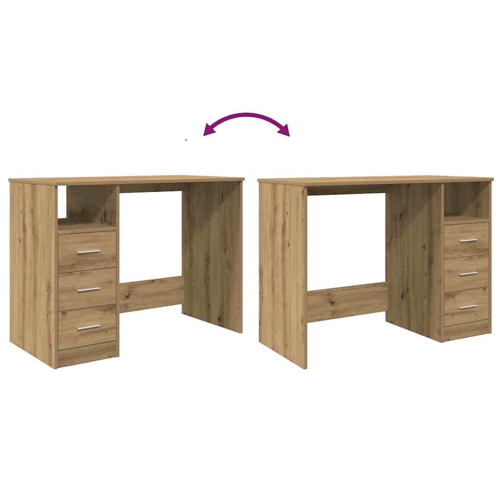 Modern Wooden Home Office Computer Desk Table With 3 Storage Drawers Wood