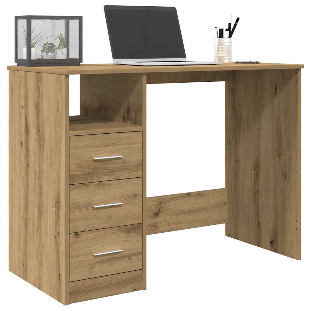 Modern Wooden Home Office Computer Desk Table With 3 Storage Drawers Wood