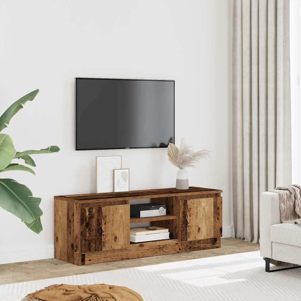 Modern Wooden TV Tele Media Stand Unit Cabinet With 2 Doors & Storage Shelf