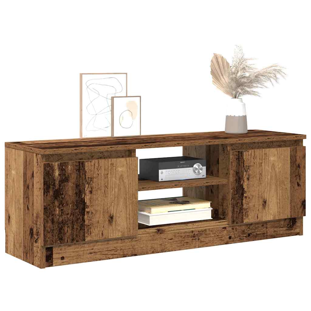 Modern Wooden TV Tele Media Stand Unit Cabinet With 2 Doors & Storage Shelf
