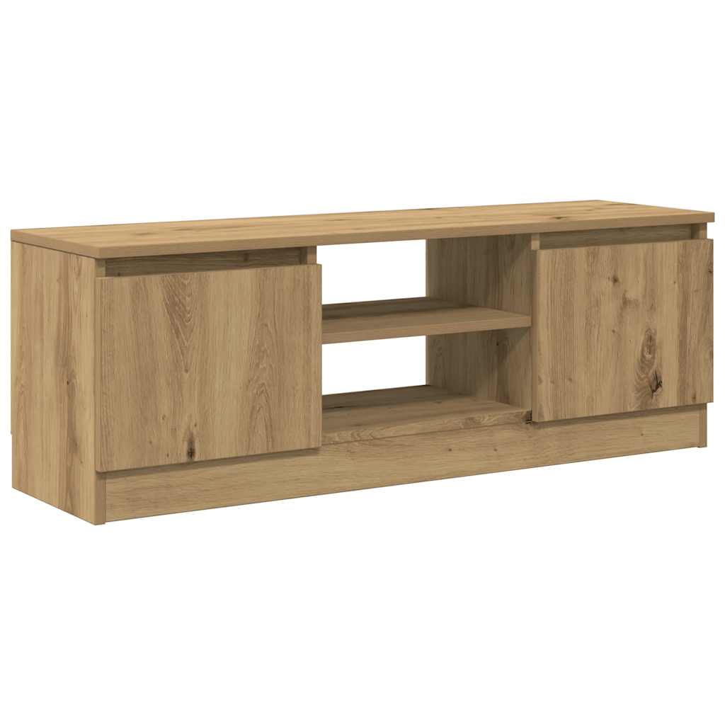 Modern Wooden TV Tele Media Stand Unit Cabinet With 2 Doors & Storage Shelf