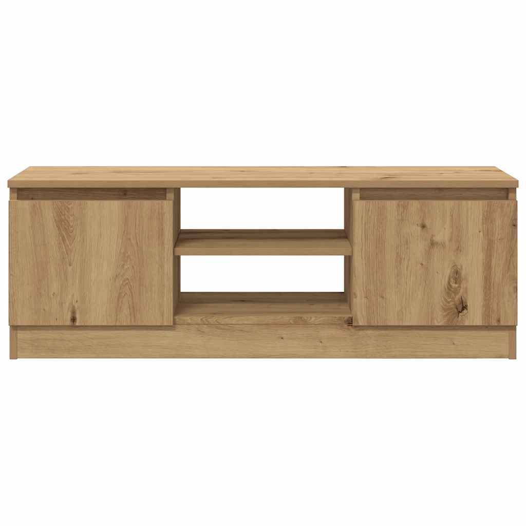 Modern Wooden TV Tele Media Stand Unit Cabinet With 2 Doors & Storage Shelf