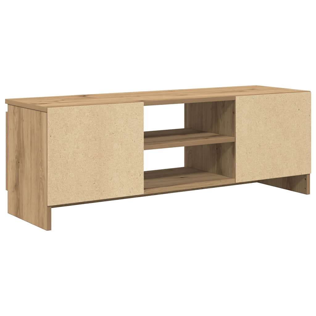 Modern Wooden TV Tele Media Stand Unit Cabinet With 2 Doors & Storage Shelf