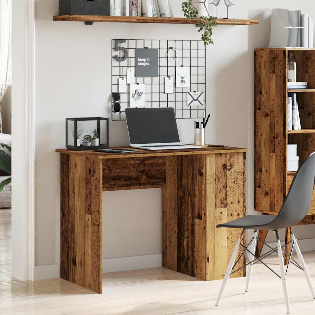 Modern Wooden Home Office Computer Desk Table With Open Storage Compartments
