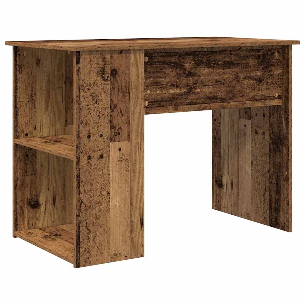 Modern Wooden Home Office Computer Desk Table With Open Storage Compartments