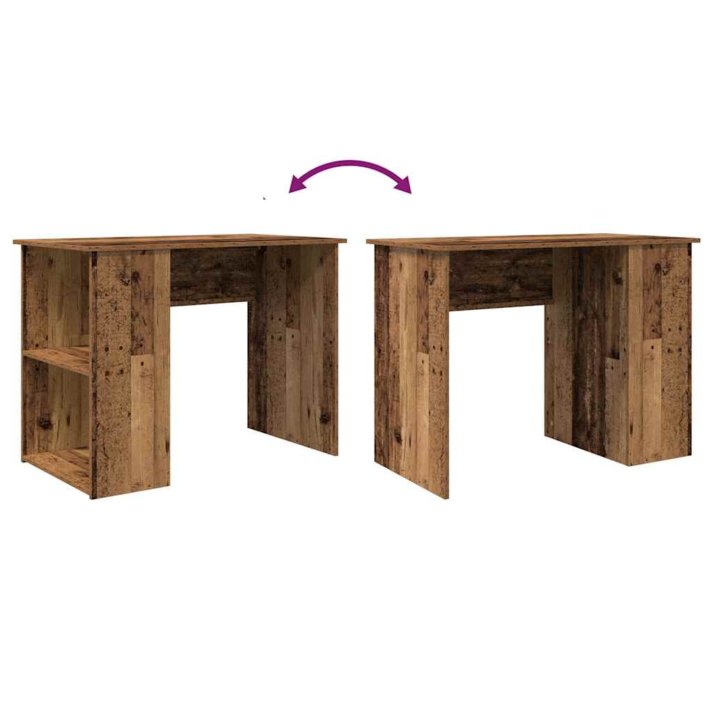Modern Wooden Home Office Computer Desk Table With Open Storage Compartments