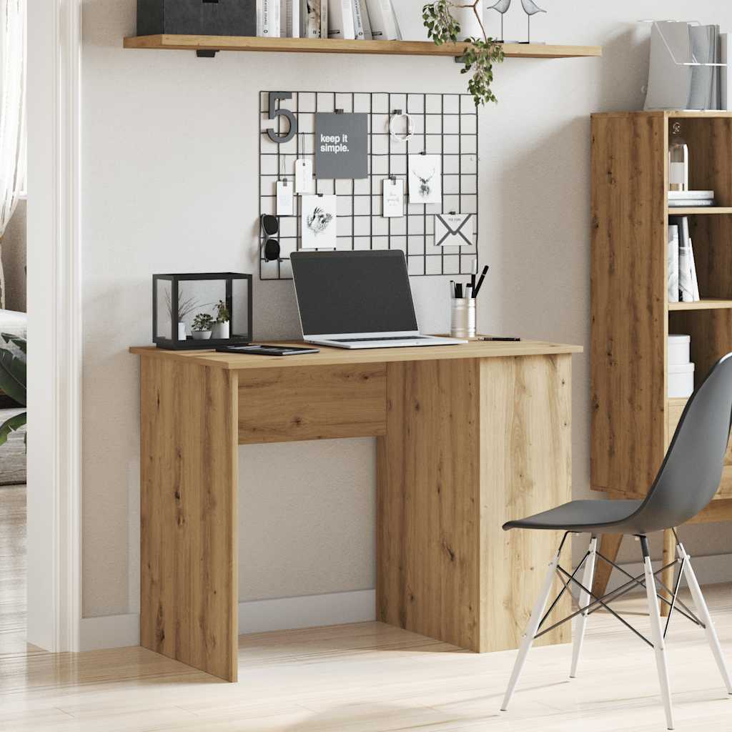 Modern Wooden Home Office Computer Desk Table With Open Storage Compartments