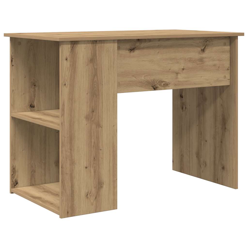 Modern Wooden Home Office Computer Desk Table With Open Storage Compartments