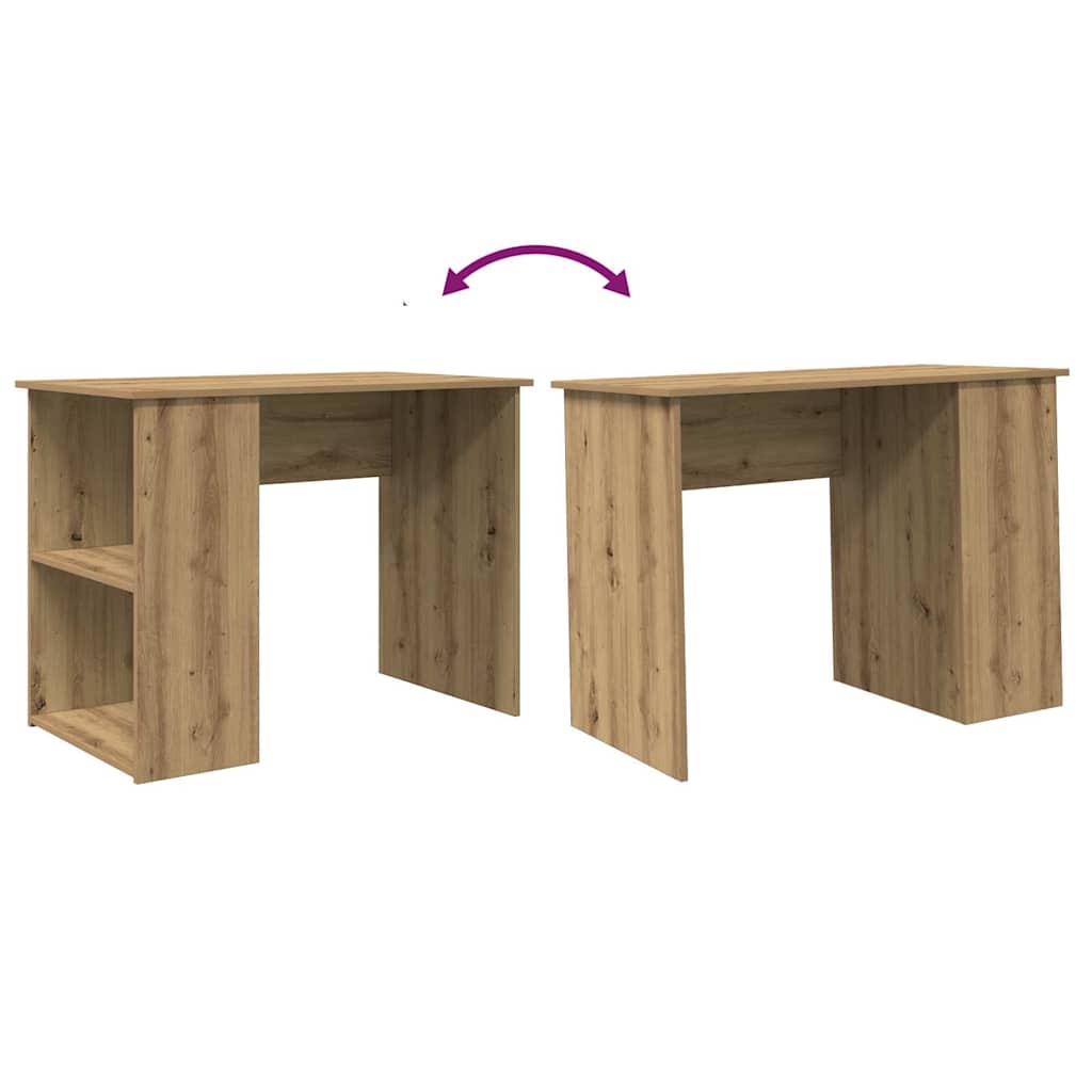 Modern Wooden Home Office Computer Desk Table With Open Storage Compartments