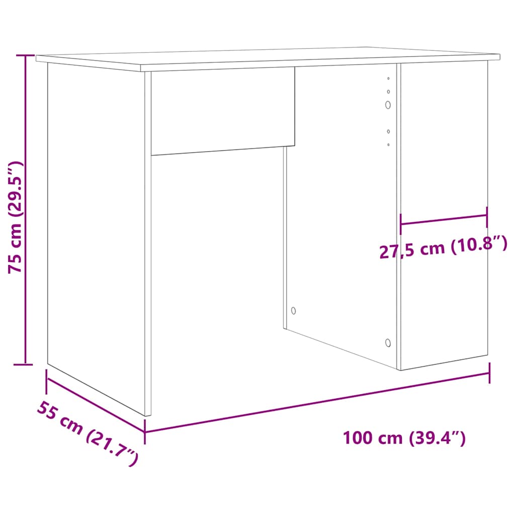 Modern Wooden Home Office Computer Desk Table With Open Storage Compartments