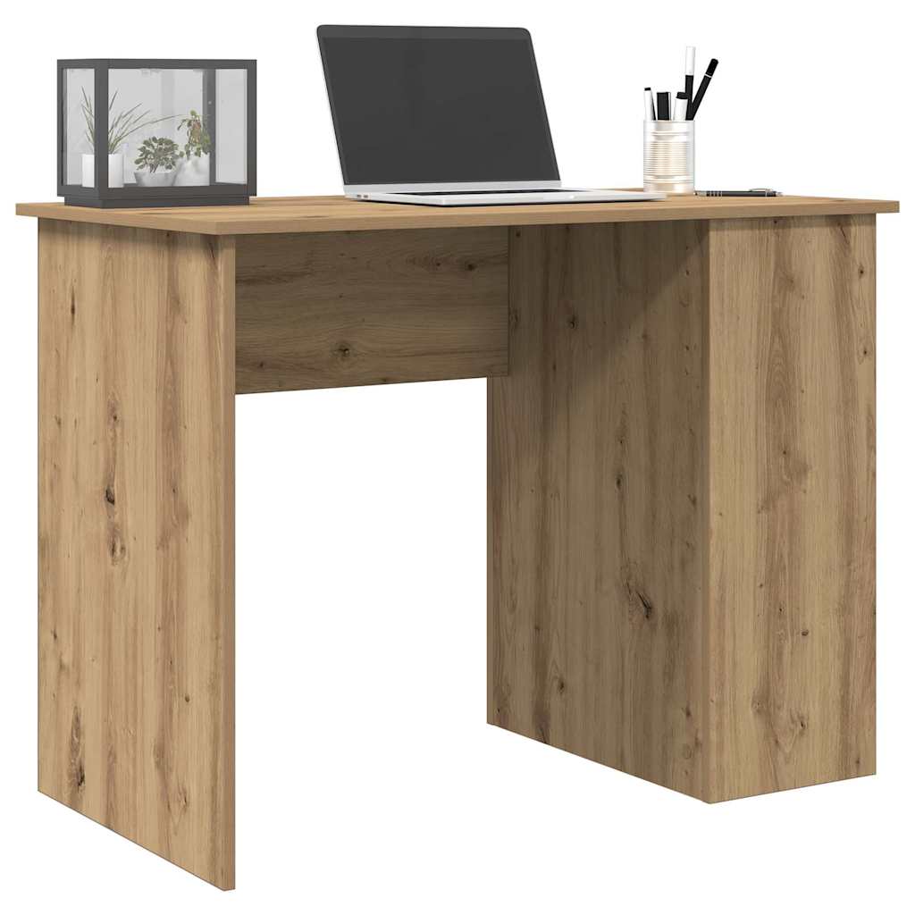 Modern Wooden Home Office Computer Desk Table With Open Storage Compartments
