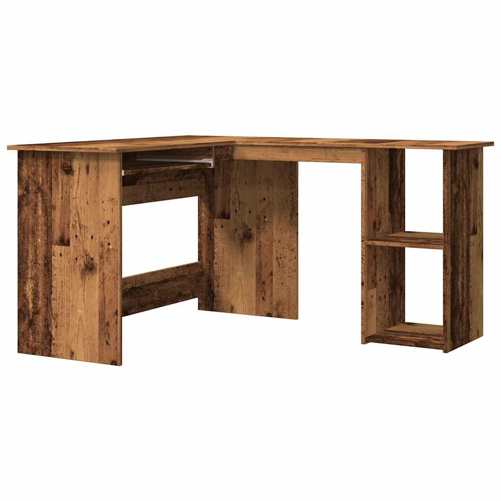 Modern Wooden Home Office L-Shape Corner Computer Desk Table With Open Storage